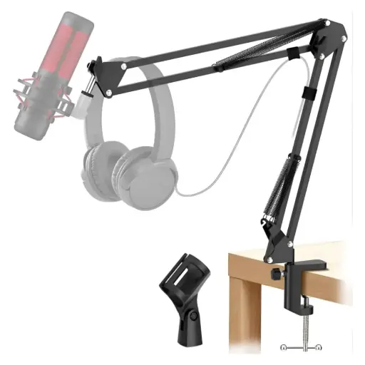 [K KASONIC MS-108] PARAL STAND PEDESTAL DE MICROFONO JIRAFA TIPO RADIO CON BASE PARA AUDIFONOS