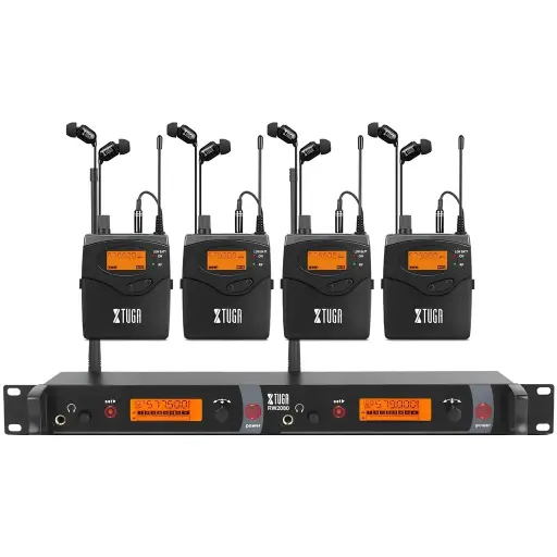 [RW2080-4] XTUGA RW2080-4 In-Ear Cuatro Belt-Pack Monitor personal de Oído Inalámbrica 2 Mezclas Estéreo